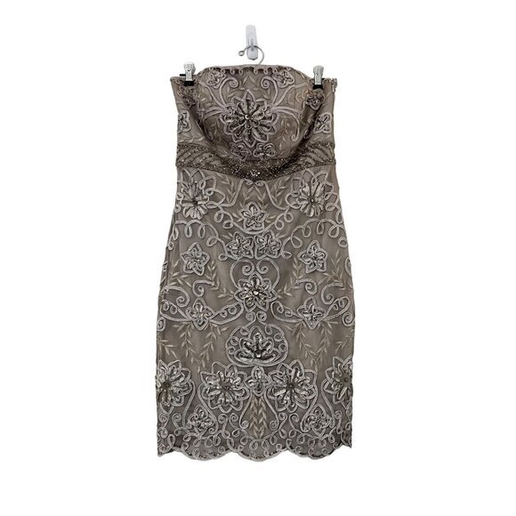 Vintage Sue Wong Nocturne Womens Gray Embroidered Beaded Strapless Dress Size 10 - Picture 1 of 7
